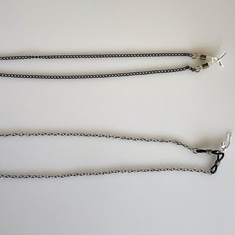 VTG Eyeglass Metal Chains Glasses Straps Black Silver - Picture 5 of 5